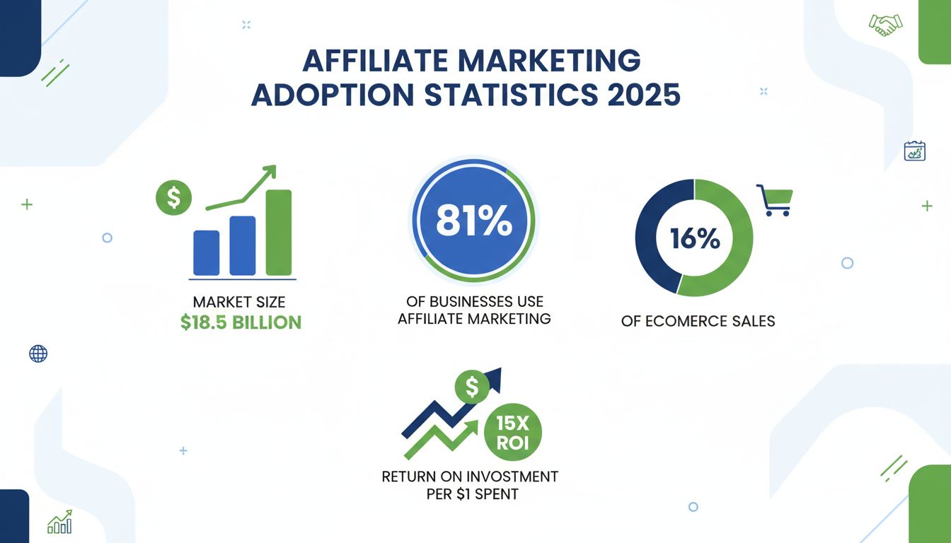 Affiliate-Marketing-Statistiken 2025: 81 % Unternehmensadoption, 18,5 Mrd. USD Marktgröße und wichtige Leistungskennzahlen
