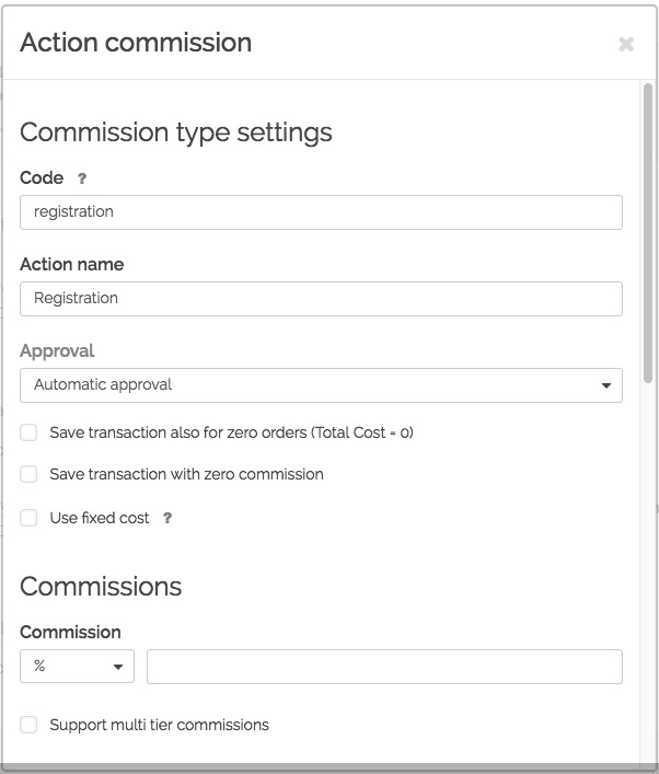 Aktionsprovision in Post Affiliate Pro