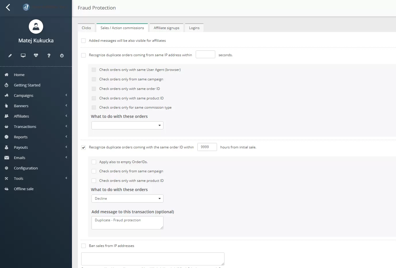 Einrichtung und Konfiguration des Verkaufsbetrugsschutzes in Post Affiliate Pro