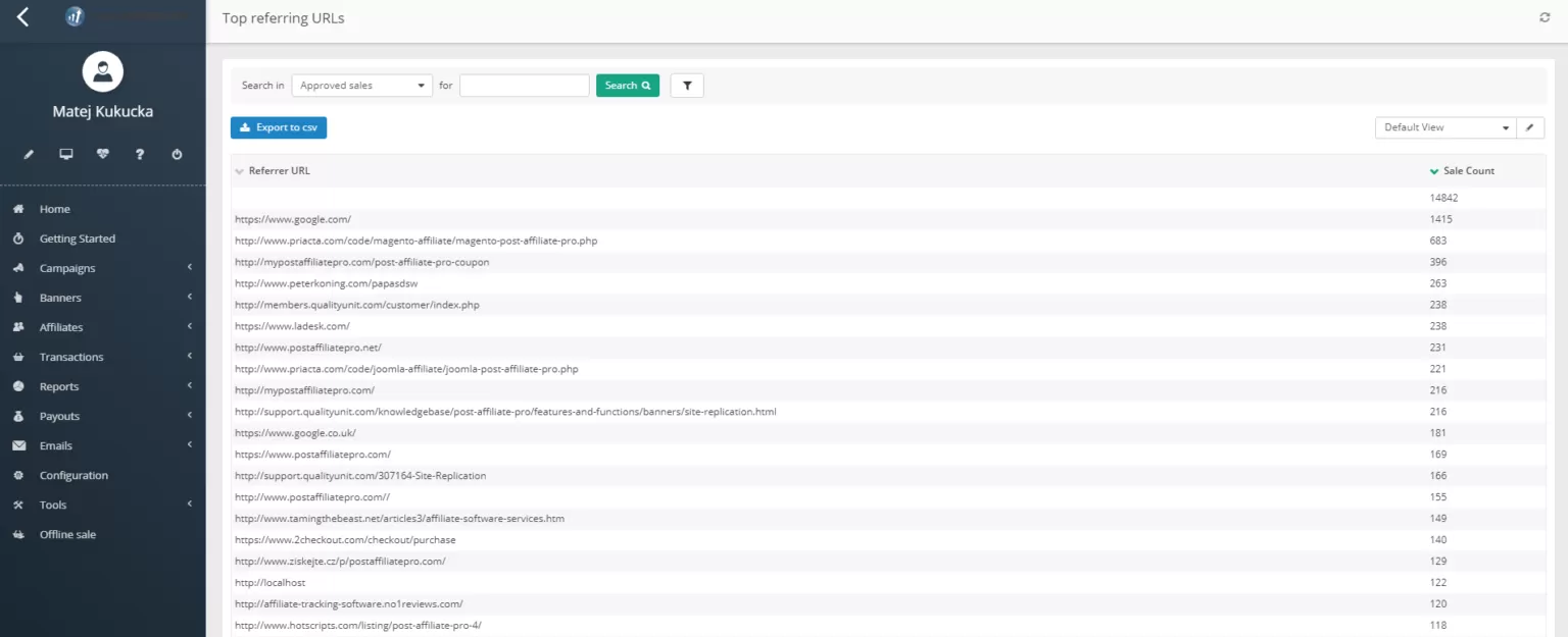 post affiliate pro reports top referring urls