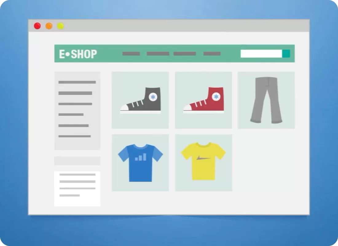 Ein Bild, das das Layout eines E-Shops veranschaulicht.